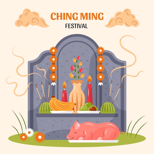 Gratis vector hand getekend ching ming festival illustratie