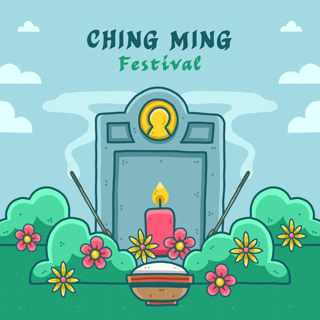 Hand getekend ching ming festival illustratie