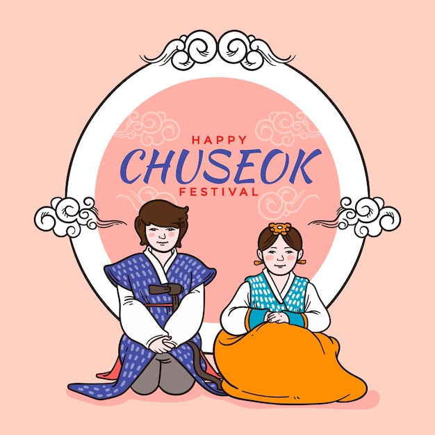 Gratis vector hand getekend chuseok concept