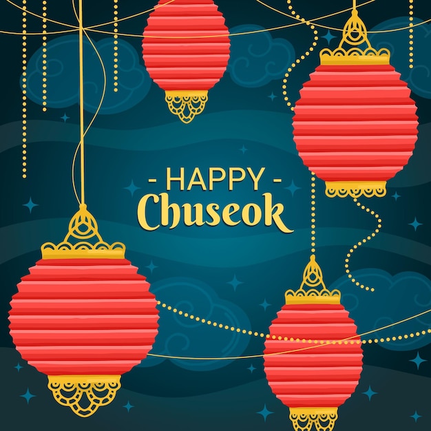 Gratis vector hand getekend chuseok concept