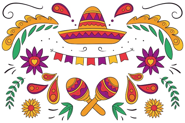 Hand getekend cinco de mayo achtergrond