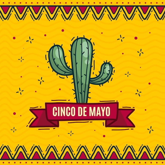 Gratis vector hand getekend cinco de mayo illustratie