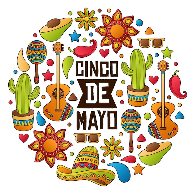 Hand getekend cinco de mayo illustratie