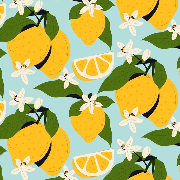 Hand getekend citroen patroon