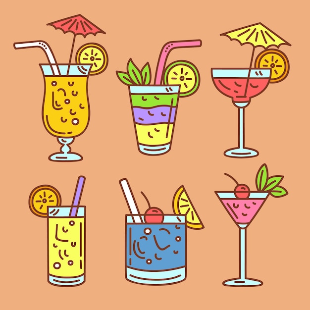 Gratis vector hand getekend cocktail collectie