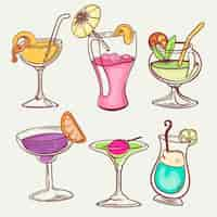 Gratis vector hand getekend cocktail collectie