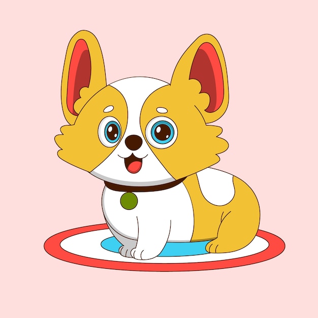 Gratis vector hand getekend corgi cartoon afbeelding