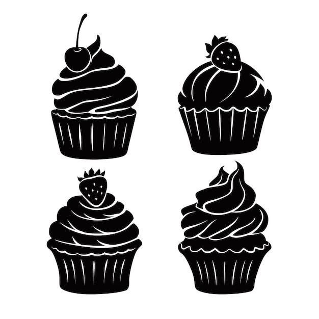 Gratis vector hand getekend cupcake silhouet