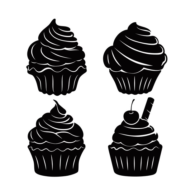 Hand getekend cupcake silhouet