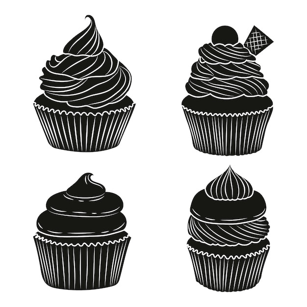 Gratis vector hand getekend cupcake silhouet