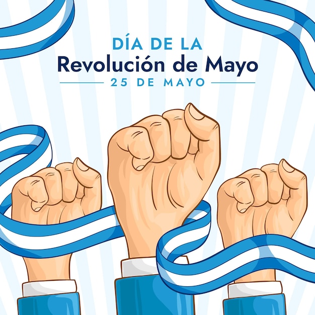 Gratis vector hand getekend dia de la revolucion de mayo illustratie