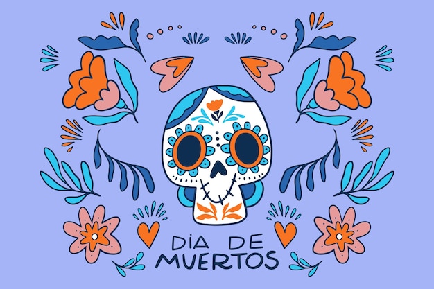 Hand getekend dia de muertos achtergrond