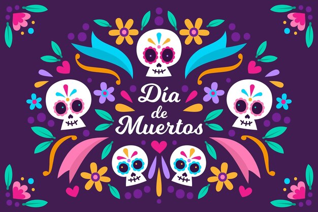 Hand getekend dia de muertos achtergrond