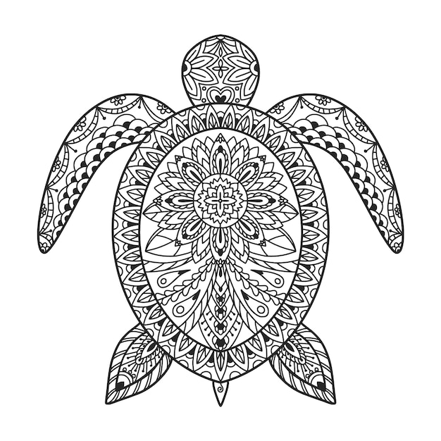 Hand getekend dier mandala illustratie