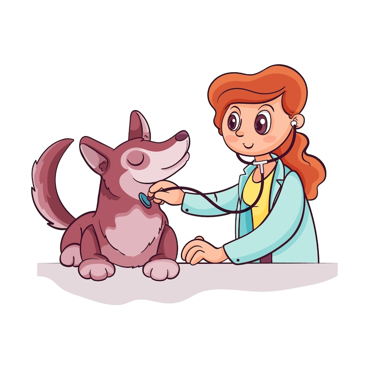Gratis Vector hand getekend dierenarts cartoon afbeelding