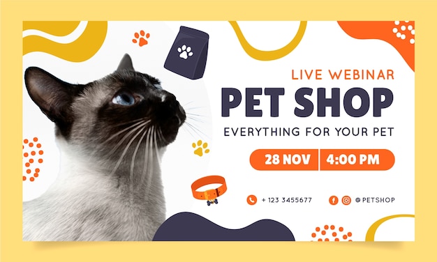 Gratis vector hand getekend dierenwinkel webinar sjabloon