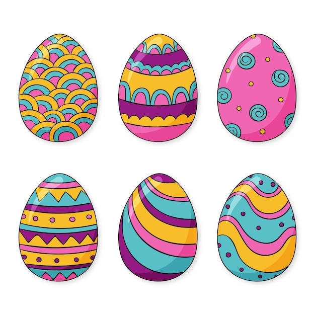 Gratis vector hand getekend easter egg-collectie