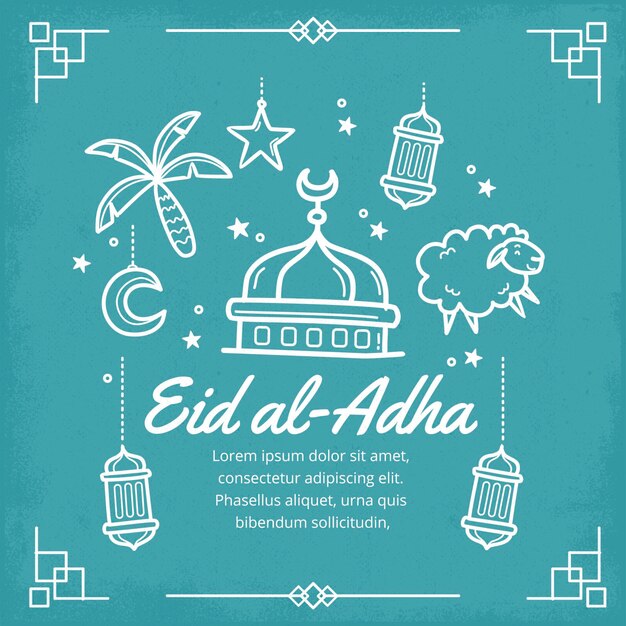 Hand getekend eid al-adha illustratie