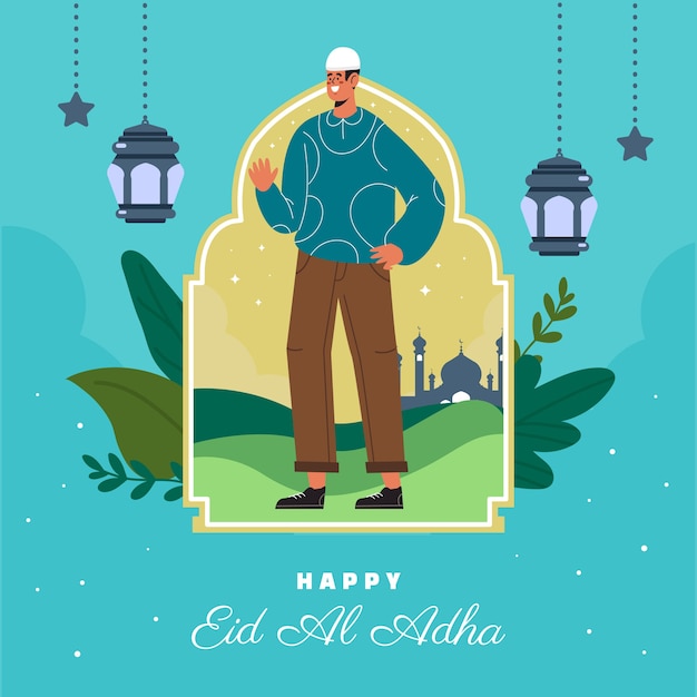 Gratis vector hand getekend eid al-adha illustratie