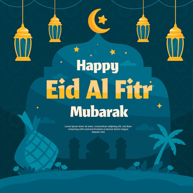 Gratis vector hand getekend eid al-fitr - eid mubarak illustratie