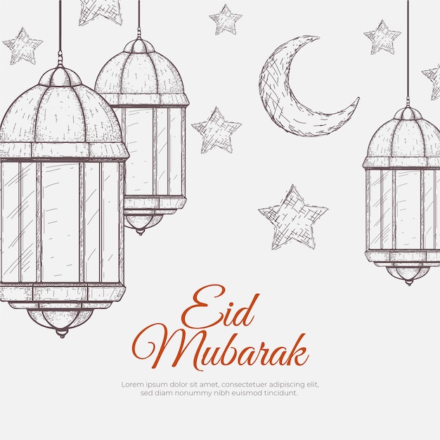 Gratis vector hand getekend eid al-fitr illustratie