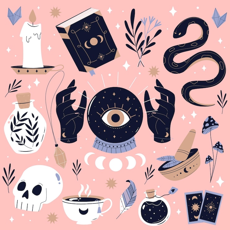 Gratis Vector hand getekend esoterische elementen collectie
