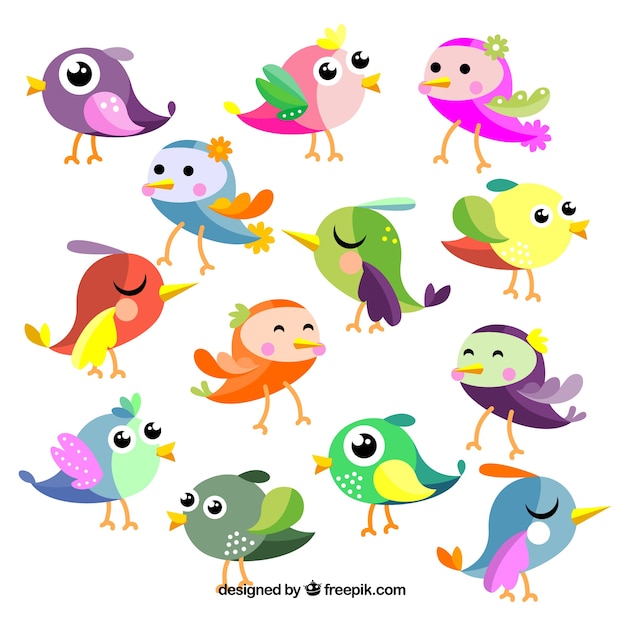 Gratis vector hand getekend exotische vogel collectie