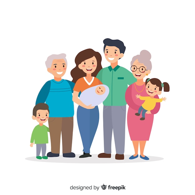 Gratis vector hand getekend familieportret