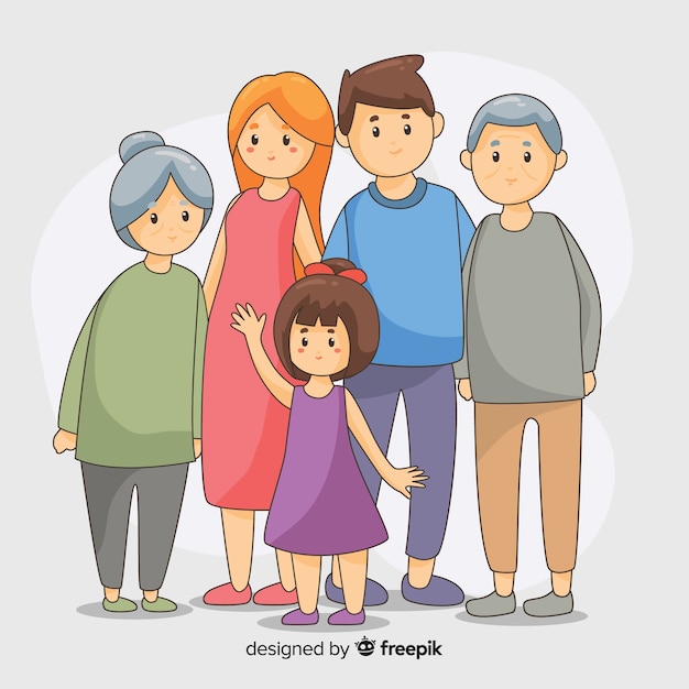 Gratis vector hand getekend familieportret