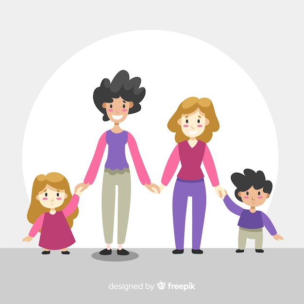 Gratis vector hand getekend familieportret