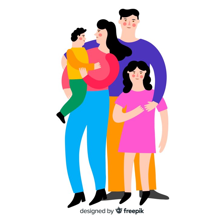 Gratis Vector hand getekend familieportret