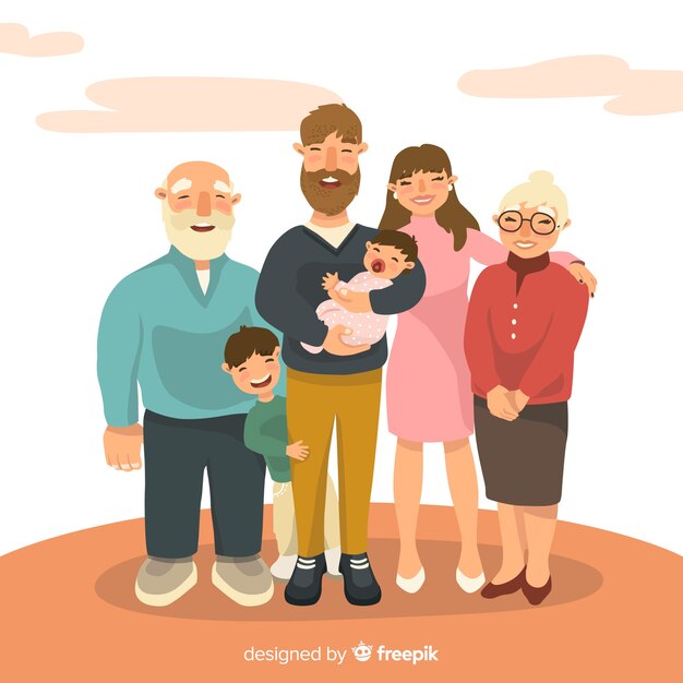 Hand getekend familieportret