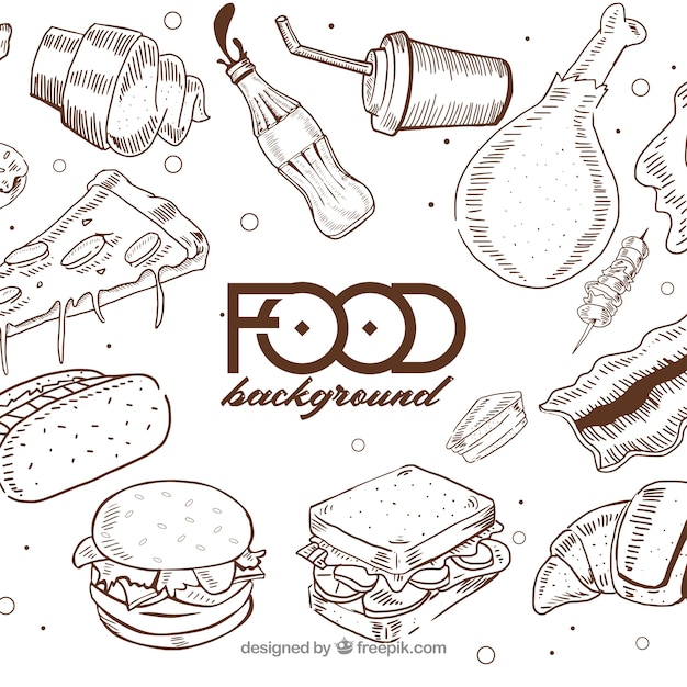 Gratis vector hand getekend fastfood achtergrond