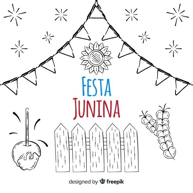 Hand getekend festa Junina achtergrond