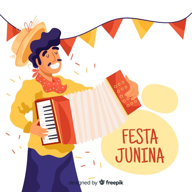 Hand getekend festa Junina achtergrond