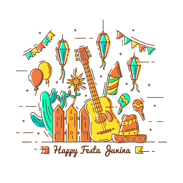 Gratis vector hand getekend festa junina achtergrond