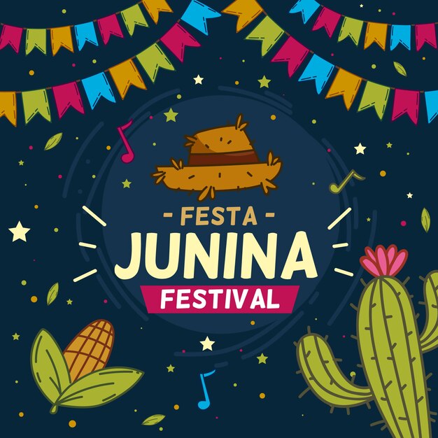 Hand getekend festa junina behang