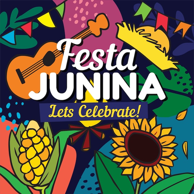 Hand getekend festa junina concept