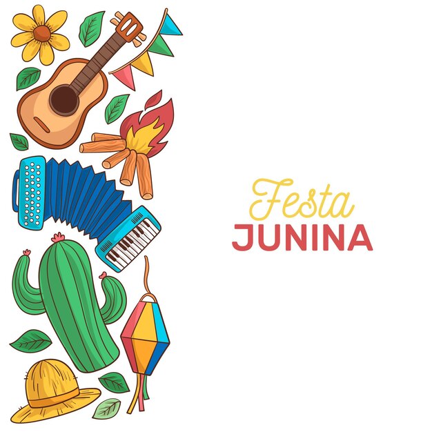 Gratis vector hand getekend festa junina concept