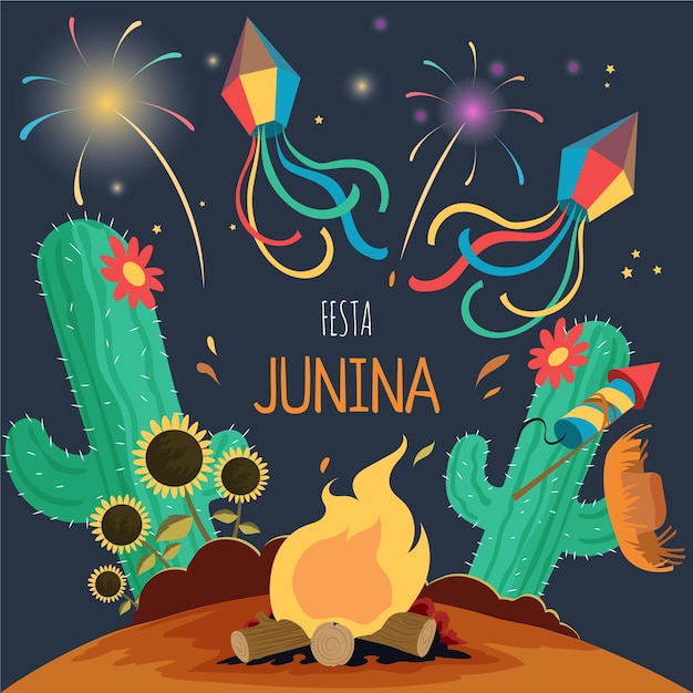 Hand getekend festa junina illustratie