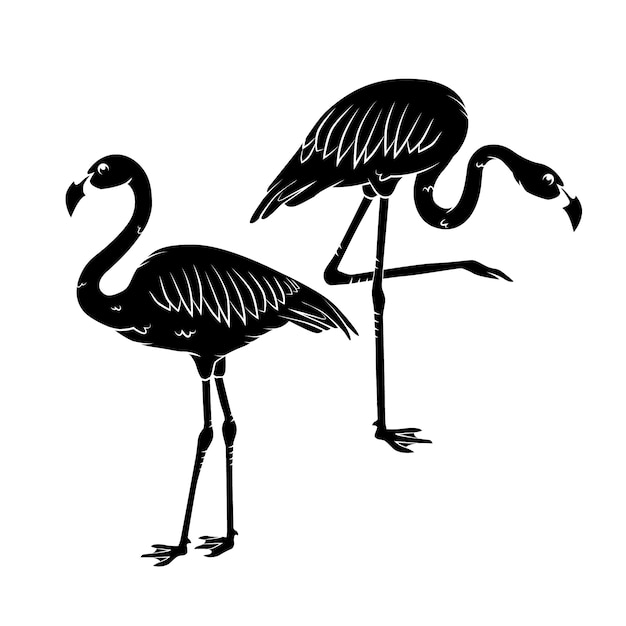 Hand getekend flamingo silhouet