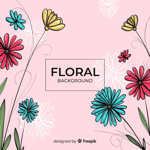 Gratis vector hand getekend floral achtergrond