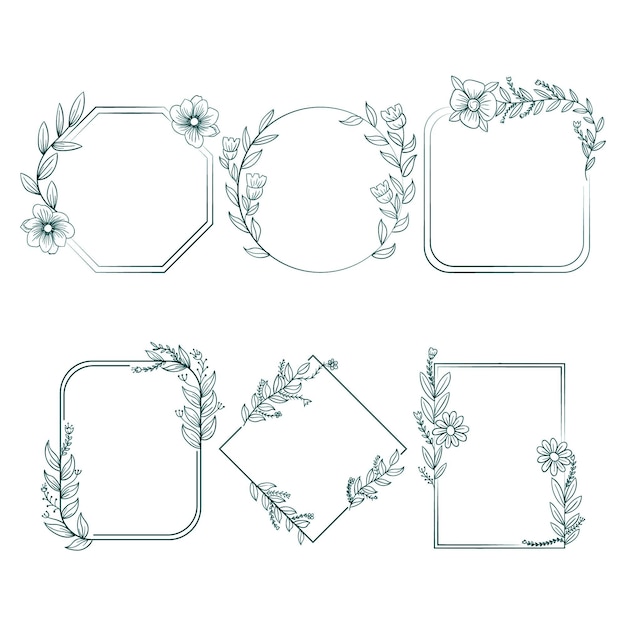 Hand getekend floral frame-collectie