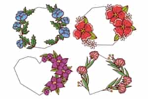 Gratis vector hand getekend floral frame-collectie