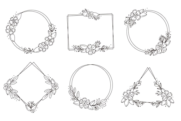 Hand getekend floral frame-collectie