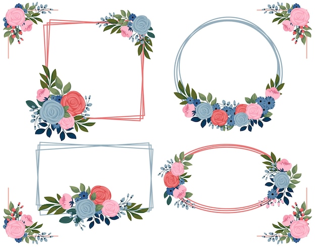 Hand getekend floral frame-collectie