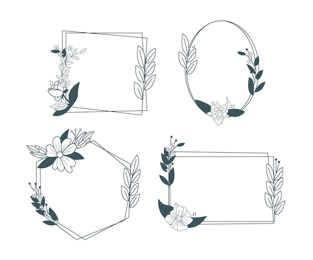 Gratis vector hand getekend floral frame-collectie