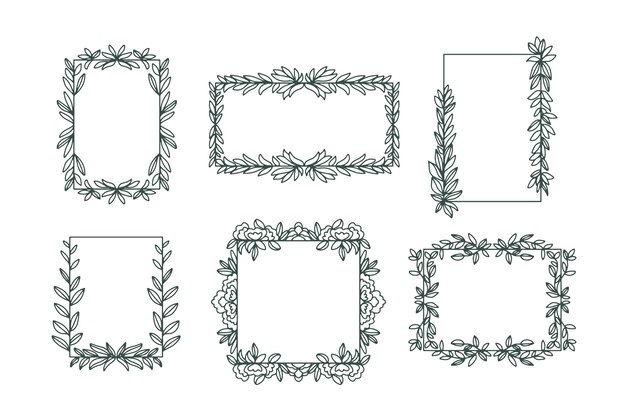 Hand getekend floral frame-collectie