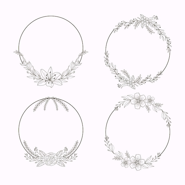 Gratis vector hand getekend floral frame-collectie