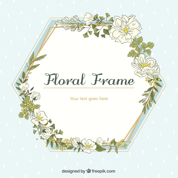 Hand getekend floral frame met geometrisch ontwerp
